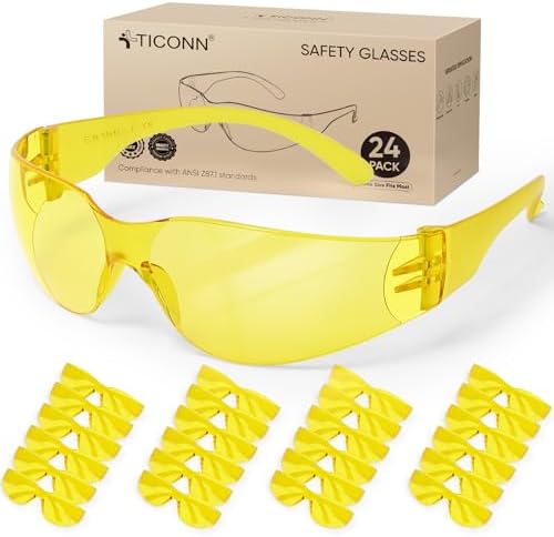 TICONN Clear Safety Glasses for Men & Women, ANSI Z87.1 Safety Goggles