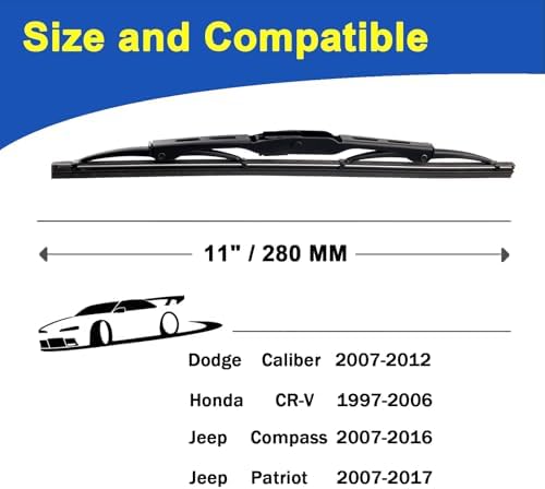 11 Inch Rear Wiper Blade for 2007-2012 Dodge Caliber/1997-2006 Honda CR-V Windshield Wiper Blade Set (Set of 2)