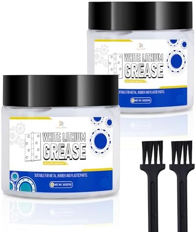 White Lithium Grease 4oz - Multi-Purpose High Temp Lithium Lubricant for Automotive, Marine, Industrial Use - Multi-Purpose Gear Lubricant for Bearings, Chains, Gears - Dielectric Grease with Brush