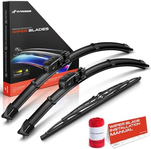 A-Premium 22"+22"+13" Windshield Wiper Blades with Wear Indicator & Towel