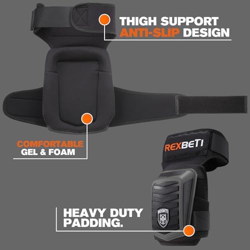 REXBETI Knee Pads for Men, Anti-slip Construction Gel Knee Pads for Work