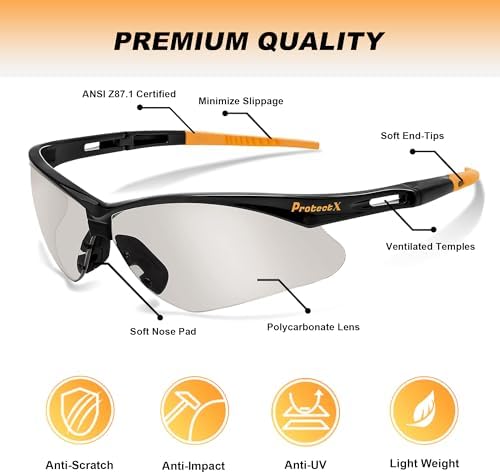 ProtectX Safety Glasses for Men & Women, Safety Sunglasses
