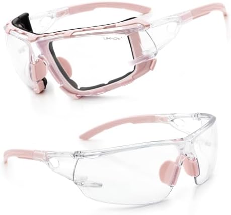 UKNOW Safety Glasses - Anti Fog Wraparound Lenses - Removable Foam Gasket - ANSI Z87.1 Protective Eyewear - Impact Resistant