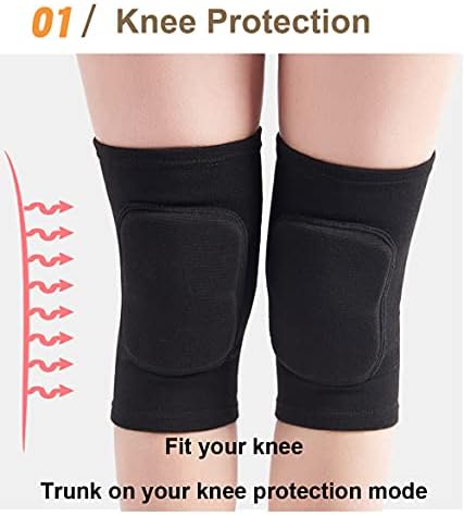 SUJAYU Knee Pads for Women, Dance Knee Pads Wrestling Knee Pads Basketball Knee Pads Volleyball Knee Pads for Women, Knee Protector Soft Knee Pads for Work (Black, XS)
