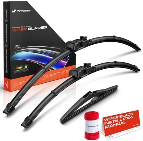 A-Premium 26"+19"+10" Windshield Wiper Blades with Wear Indicator & Towel