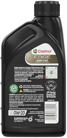 Castrol EDGE Turbo Diesel 0W-20 Advanced Full Syn Motor Oil, 1 Qt, 6 Pack