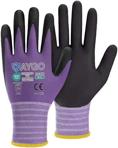 KAYGO Safety Work Gloves, MicroFoam Nitrile Coated, Men Women,KG18N