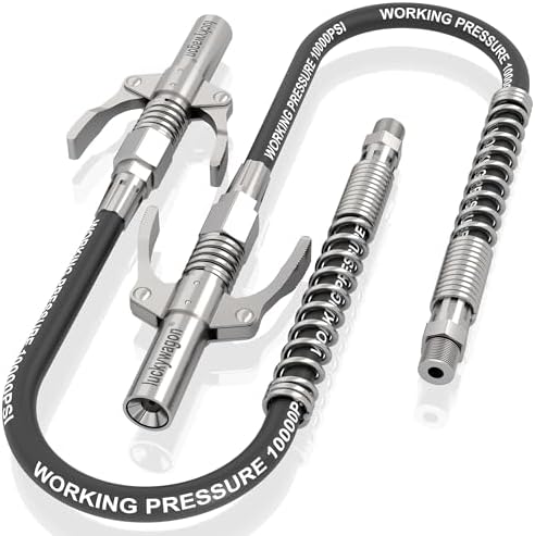 Grease Gun Coupler, 12-Inch Flexible Grease Gun Hose Kit, 2-Pack