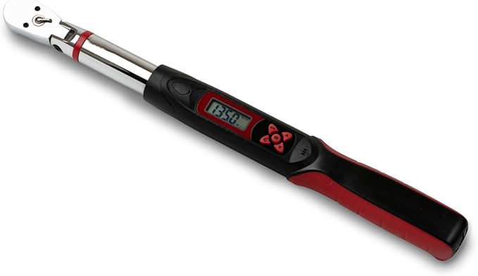 Tapha Tools 3/8 inch Flex-Head Digital Torque Wrench, 5-99.5 ft-lbs (6.8-135 N-m) Torque Range ±2% Accuracy, LED and Buzzer, Preset Memory, ISO 6789 Tested and Calibrated (DKF3N-T135BN)