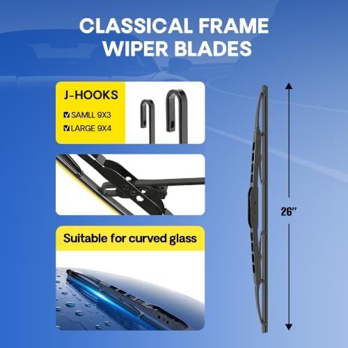 5 PLUS® 26" Silicone Wiper Blades(Pack of 1) - Premium Fit J-Hook Arm