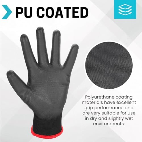 FURWEY Work Gloves, 16/32Pairs Nitrile, Seamless Nylon Knit