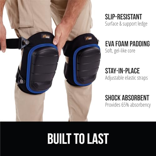 GORILLA GRIP® Knee Pads for Work, Gel Cushion Soft Foam for Men Blue
