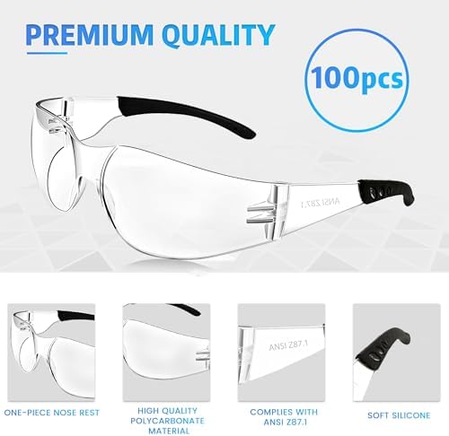 Salfboy Ansi Z87.1 Certified Safety Glasses, Bulk Protection Glasses