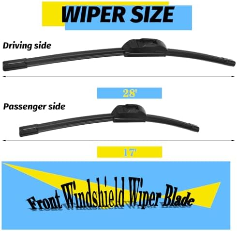 28"+17" Windshield Wiper Blade Replacement Kit for 2009-2014 Maxima / 2007-2012 Altima / 2018-2019 Kia Forte- OEM Quality All Season Windshield Wiper J/U Hook (Set of 2)