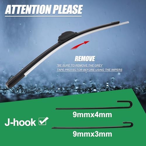 Wiper Blades for 2020 Highlander 2012-2014 Prius V/Outback More, Windshield Wiper Blades Replacement 26"+18" (Set of 2) U/J HOOK, Double Sided Rubber Strips and Longer Life
