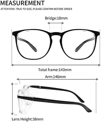 Alsenor Safety Glasses Anti Fog Goggles Protective Eyewear Blue Light Blocking Anti Dust UV Protection Glasses For Men Women (2 Pack (Black + Transparent))