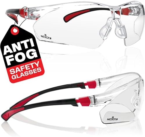 NoCry Clear Safety Glasses for Men and Women with Anti-Fog and Scratch Resistant Wrap Around Lenses, Adjustable Temples and Nose Pads — ANSI Z87 Certified Protective Eyewear with 100% UV Shielding