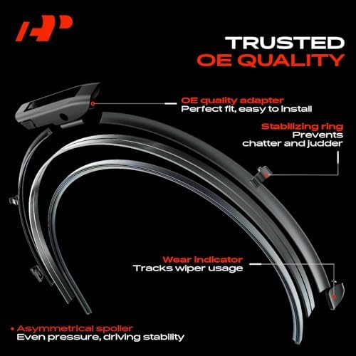 A-Premium 23"+23"+12" Windshield Wiper Blades with Wear Indicator & Towel