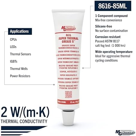 MG Chemicals 8616 Super Thermal Grease II, 230 g Tube, Cream (8616-85ML)
