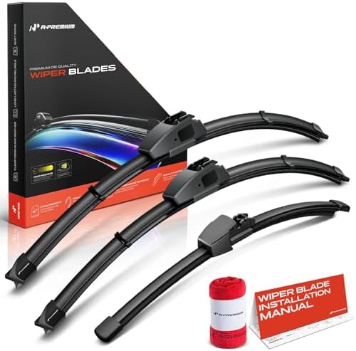 A-Premium 21"+19"+13" Windshield Wiper Blades with Wear Indicator & Towel