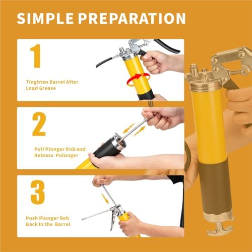 Heavy Duty Grease Gun Kit, 8000 PSI Pistol Grip Grease Gun