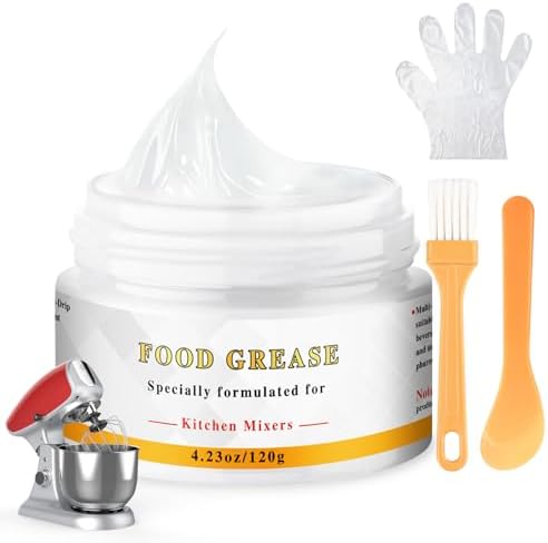 4.23 Oz Food Grade Grease for Kitchen Aid Stand Mixer, Premium Grease Compatible with Kitchen Stand Mixers, Reduces Noise and Wear, Extends Machine Life, Includes Applicator Stick and Brush