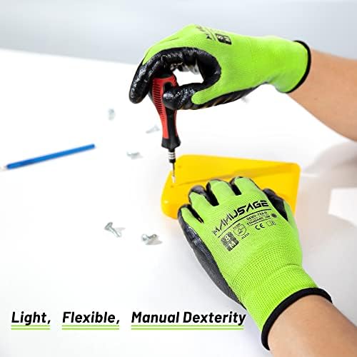 MANUSAGE Safety Work Gloves - Protective Glove for Men & Women - Ultrathin Hand Protection - For Construction, Gardening, Landscaping - Yellow - Size XL - 24 Pairs