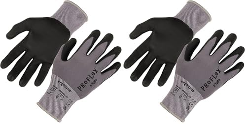 Ergodyne ProFlex 7000 Nitrile Coated Work Gloves, Foam Nitrile Palms for Flexible No Slip Grip, Abrasion Resistant, 15g, Touchscreen Capable,Gray, Large (Pack of 2)