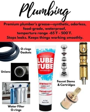 LubeTube 4oz O-Ring Grease (2-Pack) – Stops Leaks on Pump & Filter Seals – Non-Sticky Synthetic Grease for Pool Equipment, Plumbing, RV & Marine – PFAS-Free, Food-Grade, Made in USA