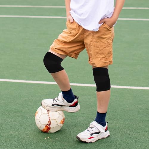 Andibro Kids Knee Sleeve Brace, 1 Pair Knee Compression Sleeve Breathable Children Knees Support Pad Elastic Soft Knees Protectors for Volleyball Football Dance Yoga Tennis Running Cycling Climbing(M)