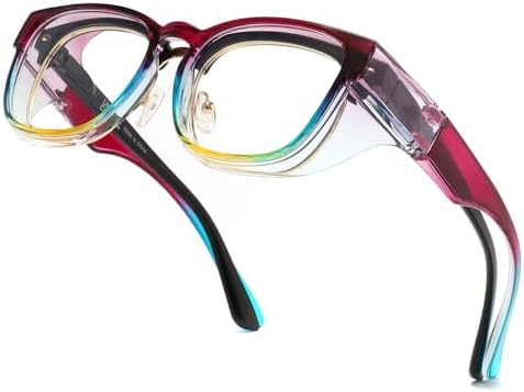 Alsenor Safety Glasses Anti Fog Goggles Fit Over Prescription Eyewear Blue Light Blocking Oversized Eyeglasses For Men Women (Oversized-Rainbow)