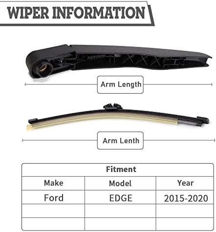 Rear Windshield Wiper Arm & Blade Assembly for Ford EDGE 2015-2024