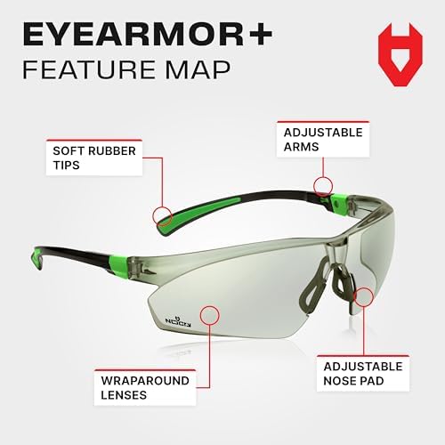 NoCry Lightly Tinted Anti Fog Safety Glasses for Men or Women with Scratch-Resistant Lenses - ANSI Z87.1 Certified with 100% UV Protection - Adjustable Temples and Nose Pad - Wraparound Design