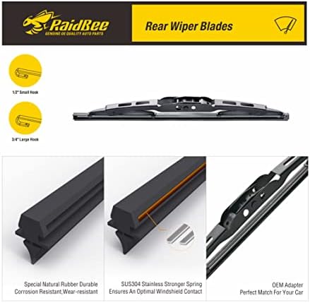 Rear Wiper Blade, 10" Automotive Wiper Replacement for Escape Focus 2007-2001 CR-V 2006-2002 Compass Patriot Back Windshield Wiper Blades(10-1)