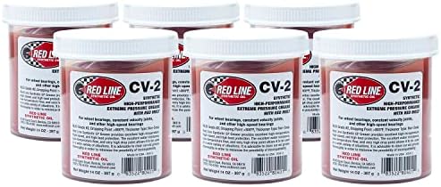 Red Line 80401 High Performance CV-2 Synthetic Grease Cartridge with Red Moly - 14 Ounce Jar (6 Pack)