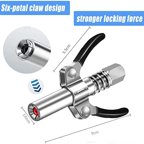 Grease Gun Coupler Grease Gun Fittings Grease Gun Tip Quick Lock and Release Lube Dual Handle Heavy Duty Grease Nozzle Coupler, Compatible With all Grease Guns 1/8" Npt ends Accessories 12000 PSI