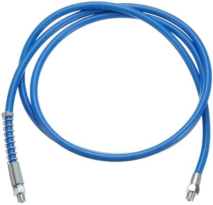 HARFINGTON Grease Gun Hose 78.7" 10000 PSI Spring Flex High Pressure Quick Release Grease Replacement with Coupler 1/8" NPT Threads for Grease Gun, Blue
