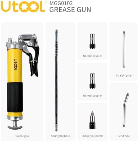 UTOOL 8000 PSI Heavy Duty Pistol Grip Grease Gun Kit, 14 oz Capacity