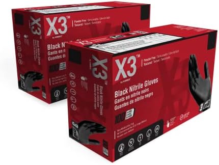 X3 Nitrile Disposable Gloves Latex Free 3 mil Black for Cooking Food Prep