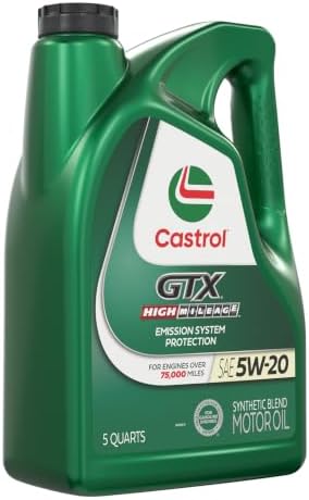 Castrol GTX High Mileage 5W-20 Synthetic Blend Motor Oil, 5 Qt, Pack of 3
