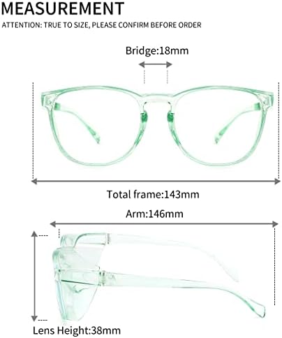 Alsenor Safety Glasses Anti Fog Goggles Protective Eyewear Blue Light Blocking Anti Dust UV Protection Glasses For Men Women (2 Pack (Pink + Jade))