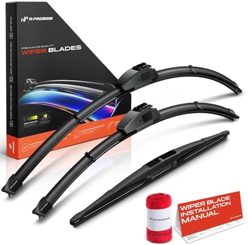 A-Premium 26"+24"+14" Windshield Wiper Blades with Wear Indicator & Towel
