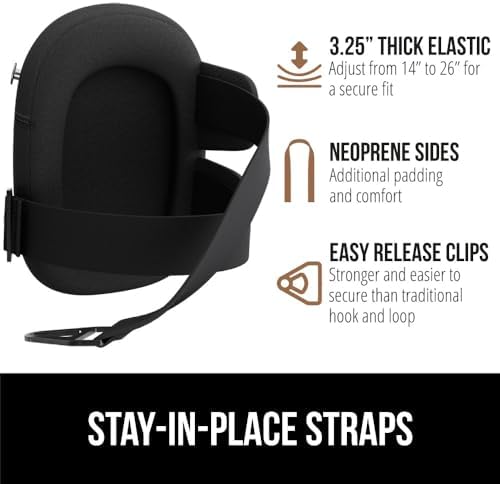 GORILLA GRIP® Knee Pads for Work, Gel Cushion Soft Foam for Men Black