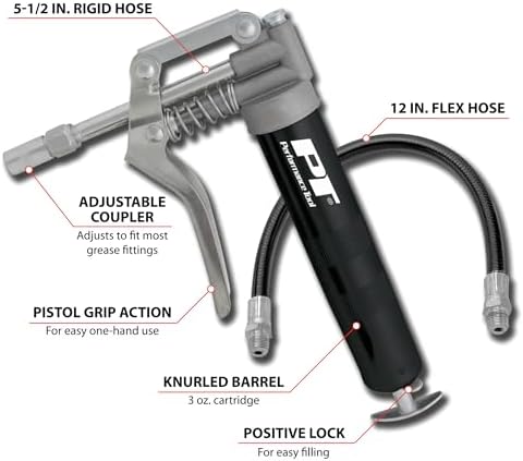 Performance Tool W54198 Mini Pistol Grip Grease Gun 3 oz.