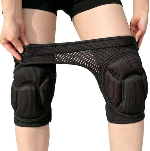 Knee Pads for Men & Women Working, Elastic & Breathable Straps, Black Small