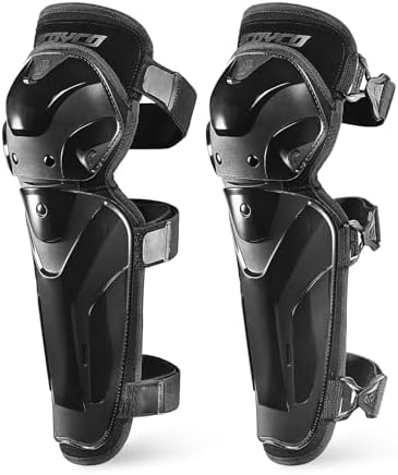 Scoyco Motorcycle Knee and Shin Guards – Motocross Knee Pads Adjustable TPU Protective Gear for Road Cycling