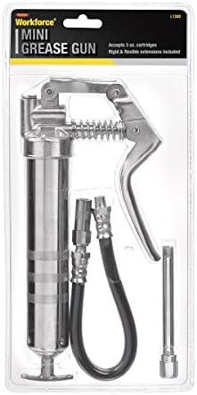 Workforce Mini Grease Gun, for 3 oz. Cartridges, 12 In. Flexible Extension, 4 In. Rigid Extension - L1305