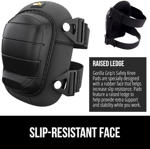 GORILLA GRIP® Knee Pads for Work, Gel Cushion Soft Foam for Men Black