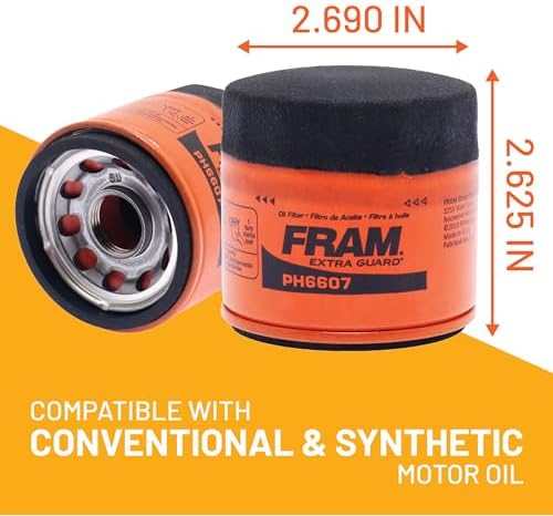 FRAM EG+ PH6607P, 10K Mile Change Automotive Replacement Interval Spin-On Engine Oil Filter for Select Vehicle Models