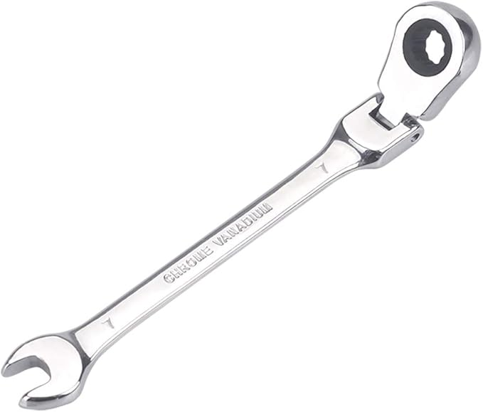 7mm Metric Flex-Head Ratchet Wrench,Box End Head 72-Tooth Ratcheting Combination Wrench Spanner